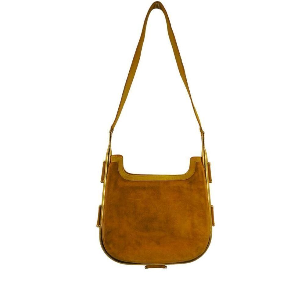 Very Rare Tan Vintage Gucci Collector Bag with Gold Wrap Around Bar Hardware - Picture 1 of 12